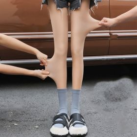 Double Layer Nude Leggings Autumn And Winter (Option: Skin tone connected to feet-50grams without plush)