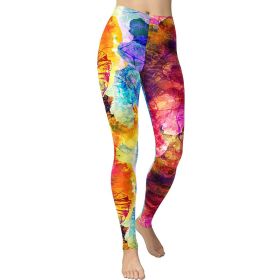 Fashing Running High Waist Women's Casual Pants Causal Leggings (Option: 12Printing-2XL)
