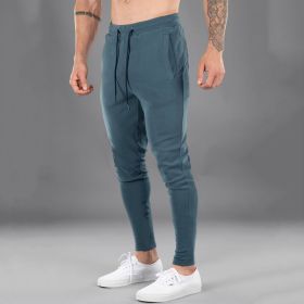 Men's Casual Sports Pants Cotton Skinny Stretch (Option: Peacock blue-3XL)