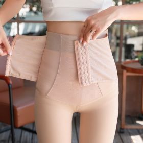 Front Row Buttons High Waist Shaping Leggings For Women (Option: Skin Color-260g Pantyhose)