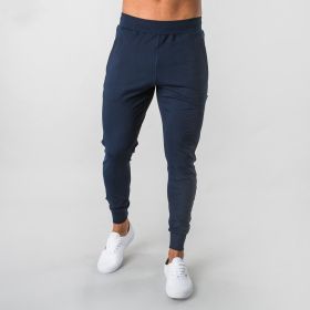 European And American Sports Men's Pants With Elastic Fit And Fitness (Option: Navy light version-3XL)