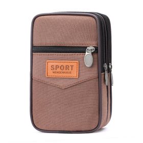 Enlarged Canvas Mobile Phone Bag Zipper Waterproof (Option: Vertical Coffee)