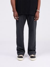 Black Loose Fitting Straight Casual Pants For Men (Option: Grey-S)