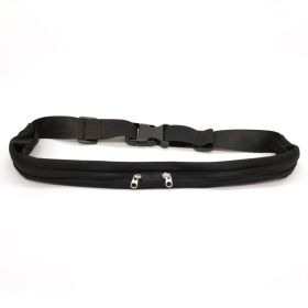 Sports Waist Bag With Double Pocket Slim Zip Running Phone Belt Bags (Option: Black-3.2WidthOrdinaryZipper)
