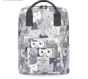 Printed Hand-carrying Female College High School Student Computer Large Capacity Travel Bag (Option: Catgray White Large Version)