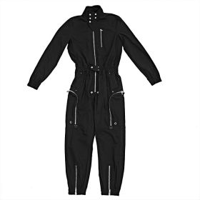 Dark Man Cargo Cotton Loose Jumpsuit (Option: Black-XS)