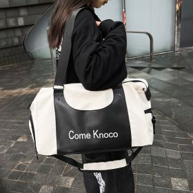 Gym Bag Men's And Women's Fashion Street Fashion Portable Shoulder Bag (Option: White And Black-43 âˆšÃ³ 20 âˆšÃ³ 26)