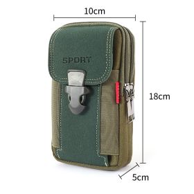 Men's 6.5 Inch Multifunctional Vertical Canvas Mobile Phone Waist Bag (Option: Vertical green)