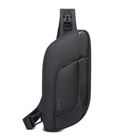 Men's New One-shoulder Chest Bag Korean Fashion Function Messenger Couple Men's Bag (Color: Black)