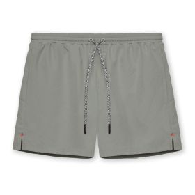 Crazy Muscle Men's Athletic Shorts Loose Running Training Solid Color Slit Polyester Woven Quick-drying Shorts (Option: Slabstone Gray-XL)