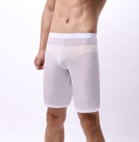 Men's Large Mesh Pants Hollow Out Sports Pirate Shorts (Option: White-L)