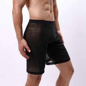 Men's Large Mesh Pants Hollow Out Sports Pirate Shorts (Option: Black-L)