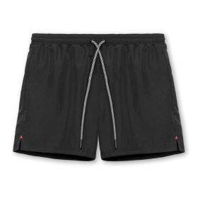 Crazy Muscle Men's Athletic Shorts Loose Running Training Solid Color Slit Polyester Woven Quick-drying Shorts (Option: Black-XL)