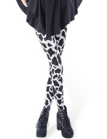 Cow Black Spot Tight Leggings (Option: White-L)